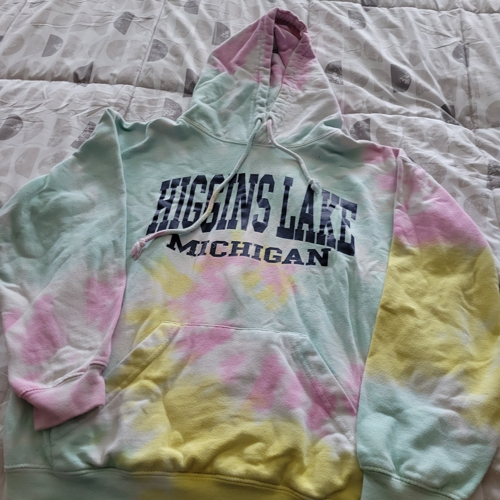 Higgins Lake Michigan Tie-Dye Hoodie - Pastel Multi